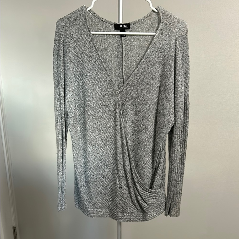 a.n.a Heather Gray Ribbed Knit Top